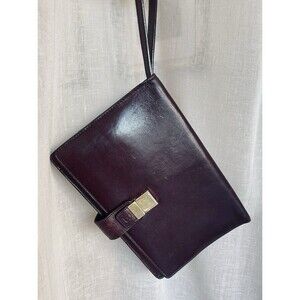 VTG Bally Burgundy Brown Leather Envelope Clutch Wristlet Organizer 1990s Italy
